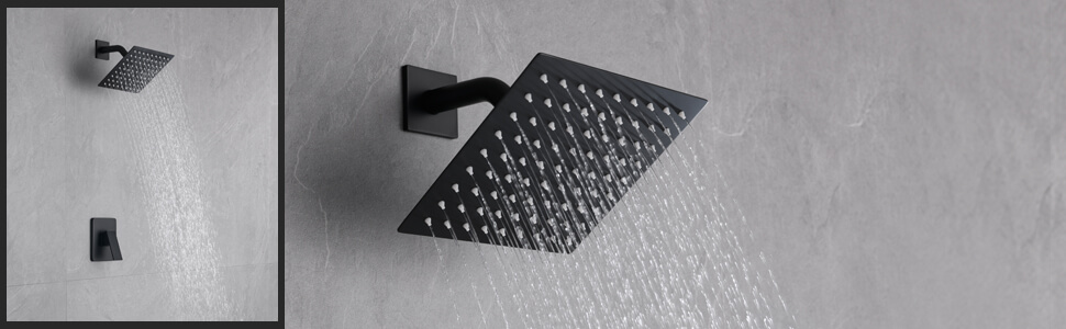 wowow matte black rain shower head system