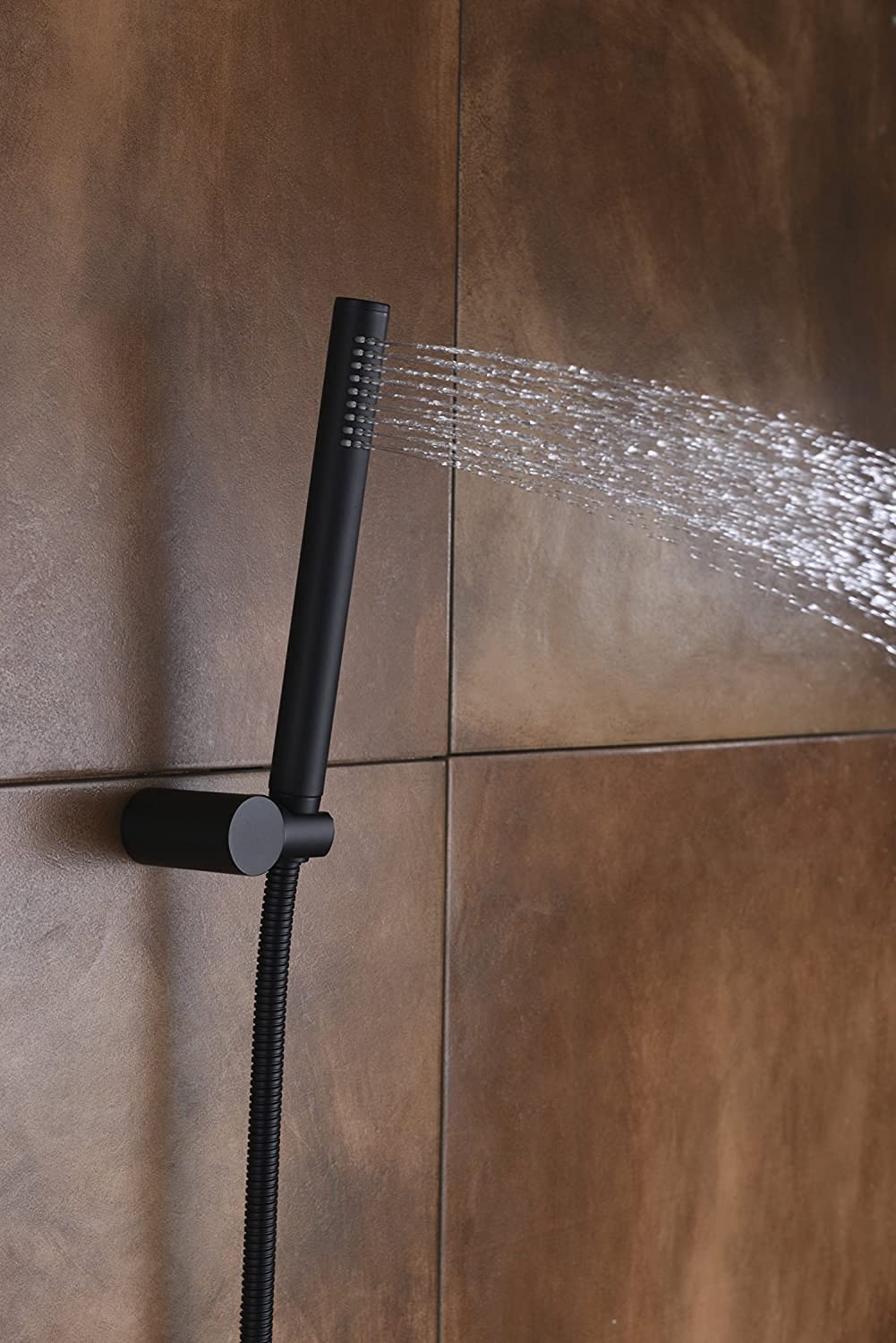 wowow matte black rain shower system with handheld spray