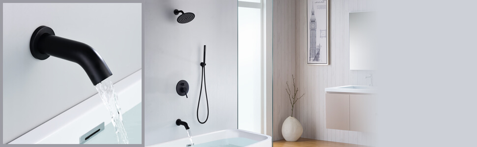 wowow matte black shower tub kit