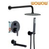 wowow matte black tub shower combo faucet with handheld