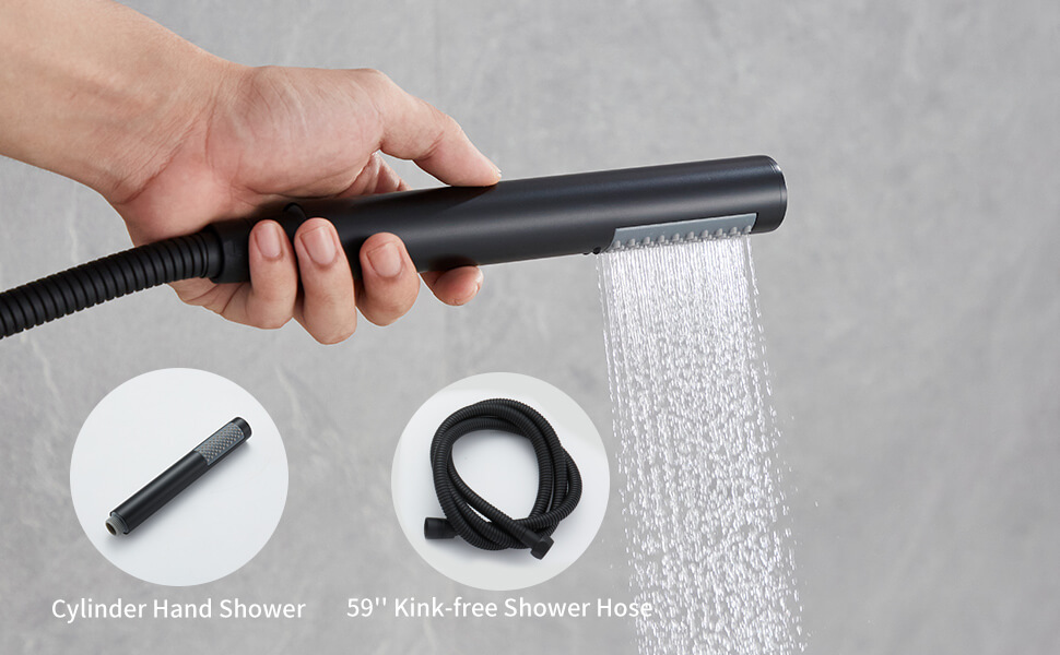 wowow matte black tub shower combo faucet with handheld