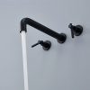 wowow matte black wall mount 2 handle bath tub mixer tap