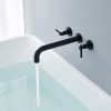 wowow matte black wall mount 2 handle bath tub mixer tap