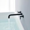 wowow matte black wall mount 2 handle bath tub mixer tap