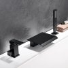 wowow matte black waterfall tub filler faucet with hand shower