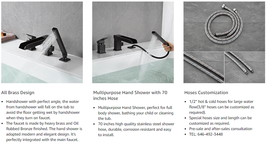 wowow oil rubbed bronze roman tub filler with hand shower