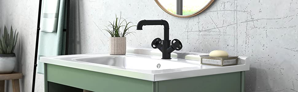 wowow two handle industrial pipe bathroom faucet