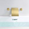 wowow wall mount 2 handle waterfall brushed gold tub filler faucet