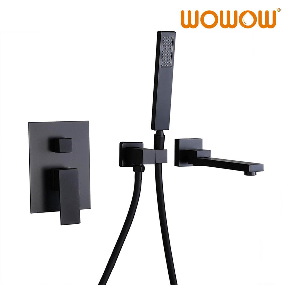 wowow wall mount bathtub faucet with hand shower matte black