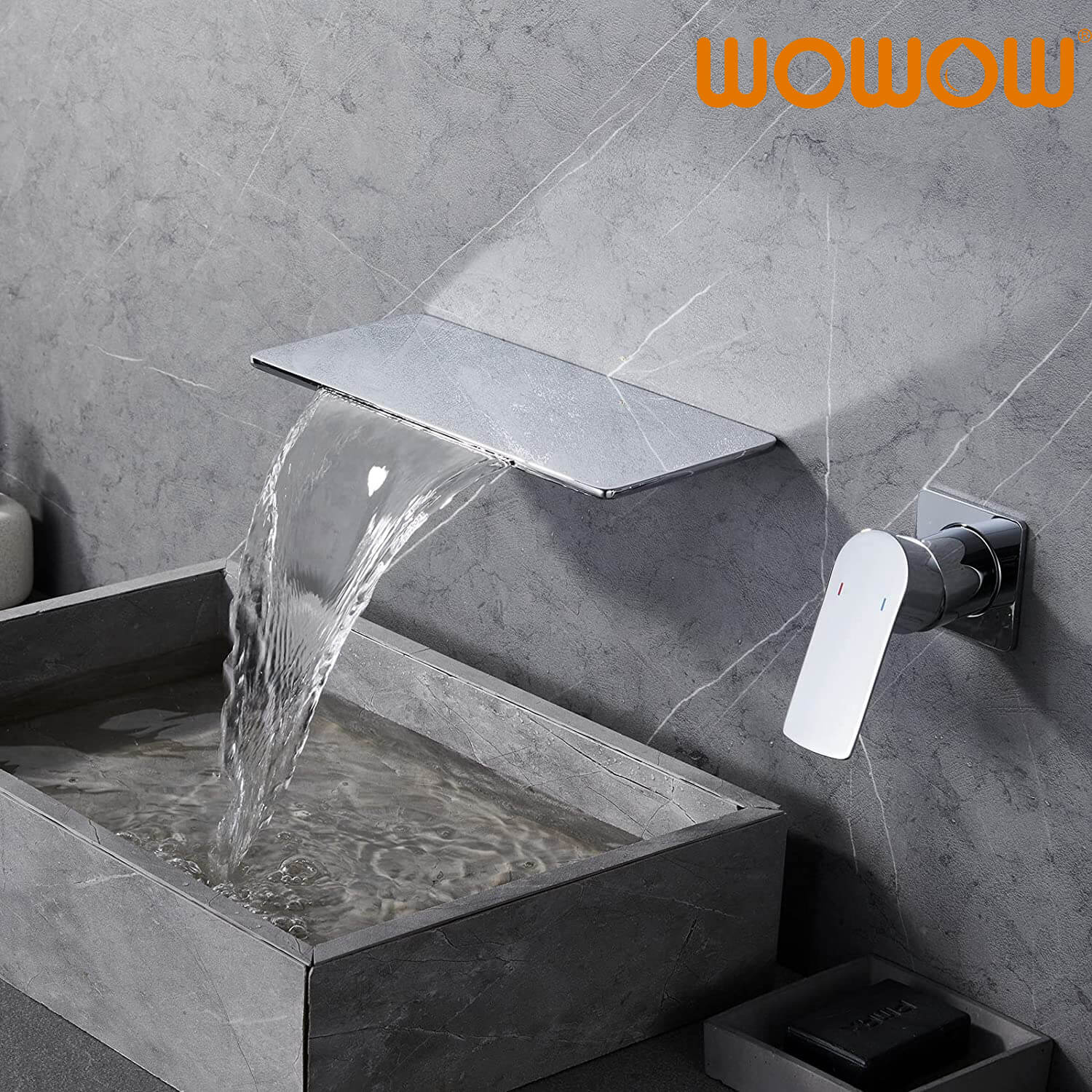 wowow wall mount chrome waterfall bathroom faucet