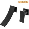 wowow wall mount matte black waterfall bathroom faucet