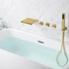 wowow wall mount waterfall brushed gold tub filler with hand shower