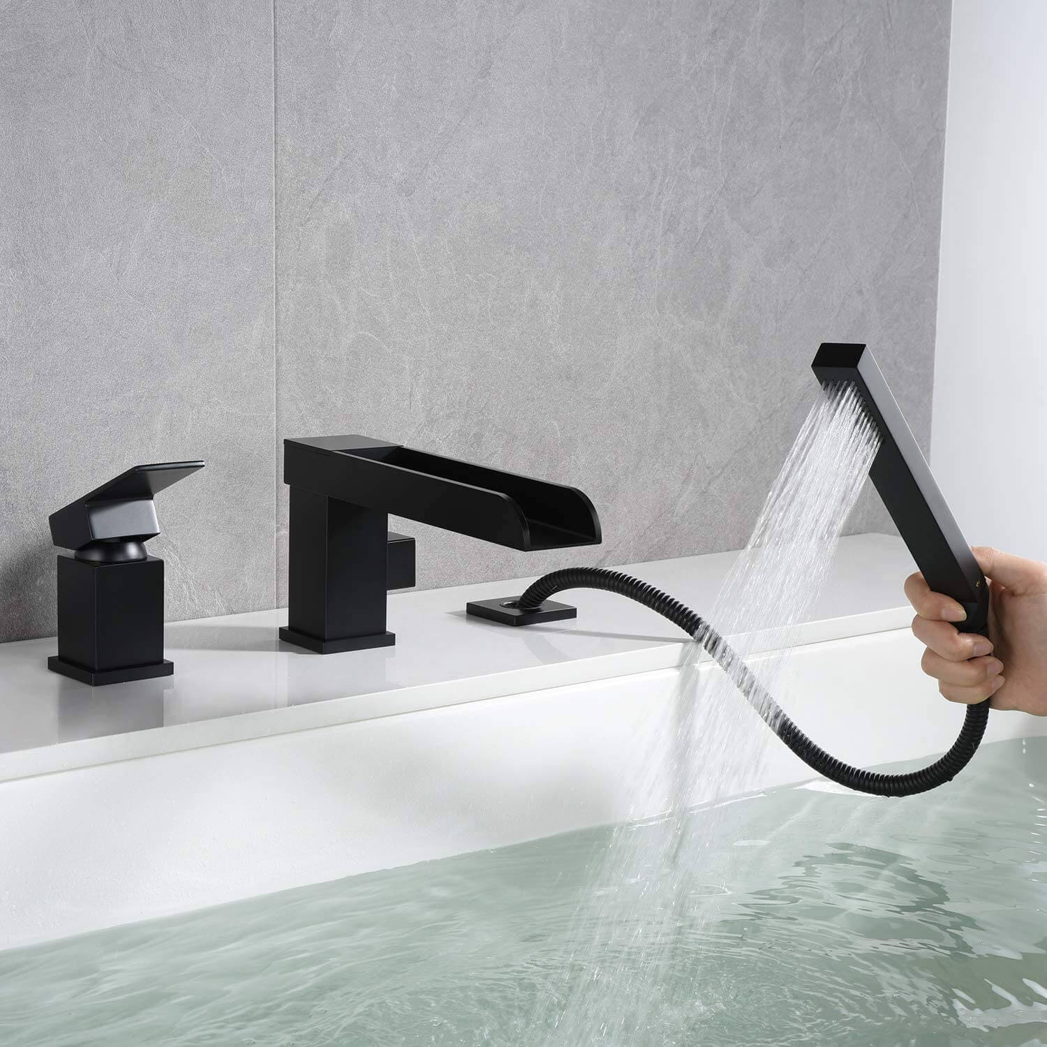 wowow waterfall matte black roman tub faucet