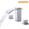 wowow widespread chrome waterfall bathroom faucet