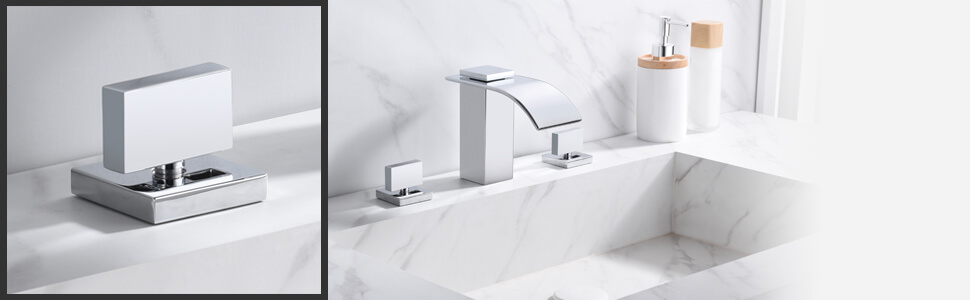 wowow widespread chrome waterfall bathroom faucet