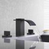 wowow widespread matte black waterfall bathroom faucet