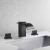 wowow widespread matte black waterfall bathroom faucet