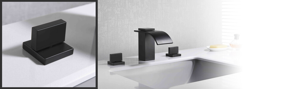 wowow widespread matte black waterfall bathroom faucet