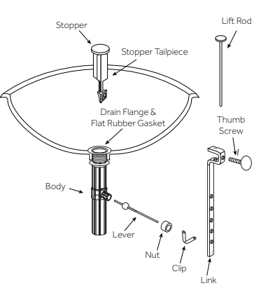 how to install a lift rod in a bathroom sink