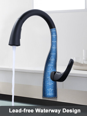 wowow matte black gooseneck pull down kitchen faucet