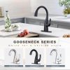 wowow matte black gooseneck pull down kitchen faucet
