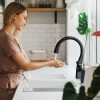 wowow matte black gooseneck pull down kitchen faucet