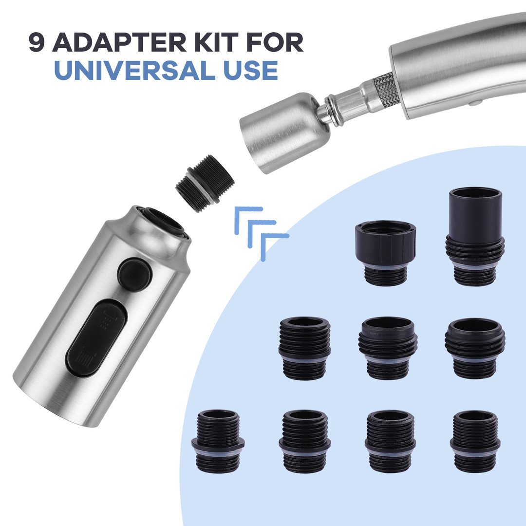 Universal Kitchen Faucet Pull Down Sprayer Head Replacement With 11