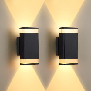 wowow 2 pack modern waterproof led outdoor wall sconce up and down lighting