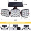 wowow 3 adjustable head ip65 waterproof outdoor solar motion sensor flood lights