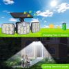 wowow 3 adjustable head ip65 waterproof outdoor solar motion sensor flood lights