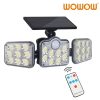 wowow 3 adjustable head ip65 waterproof outdoor solar motion sensor flood lights