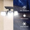 wowow 3 adjustable head ip65 waterproof outdoor solar motion sensor flood lights