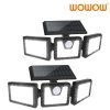 wowow 3 adjustable head outdoor solar motion sensor flood lights