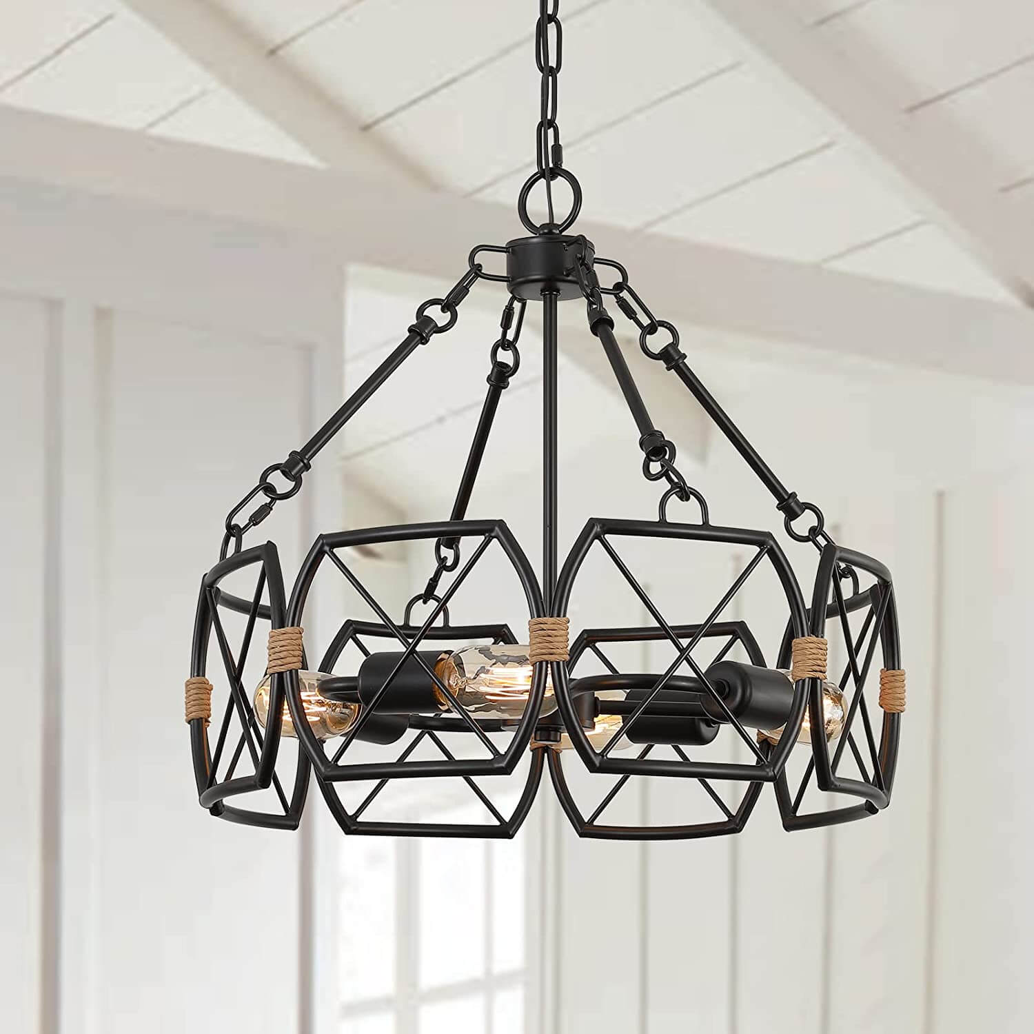 wowow 4 light rustic industrial hanging lights for high ceilings