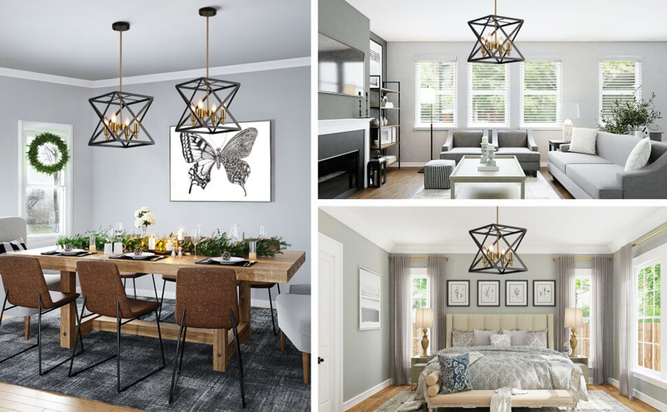 wowow geometric industrial pendant metal square wide hanging light fixtures