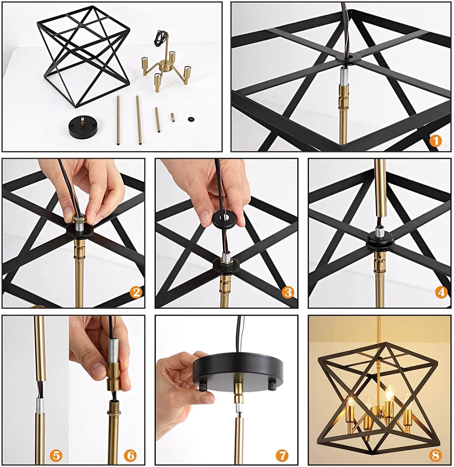 wowow geometric industrial pendant metal square wide hanging light fixtures