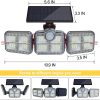 wowow 3 adjustable head ip65 waterproof outdoor solar motion sensor flood lights