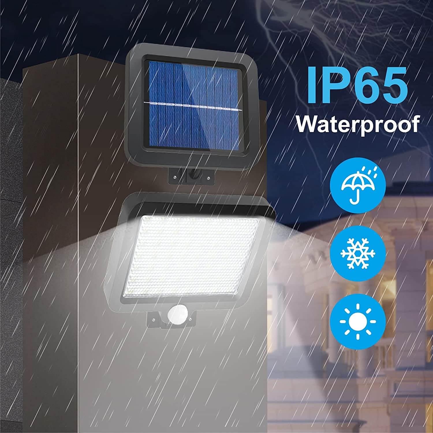 wowow ip65 waterproof wall mount solar security light with motion sensor