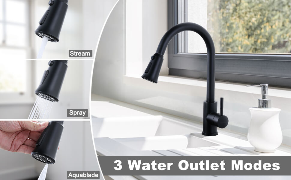 wowow matte black kitchen faucet spray head replacement