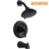 wowow matte black rain shower system with tub spout