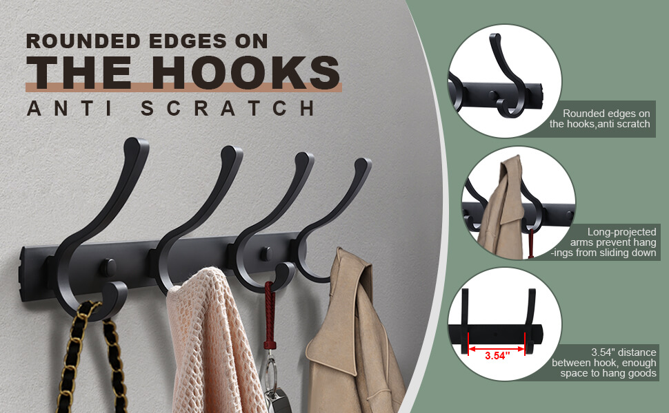 wowow matte black wall mounted heavy duty coat hooks