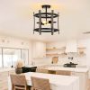 wowow retro farmhouse wood flush mount ceiling light fixture