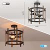 wowow retro farmhouse wood flush mount ceiling light fixture