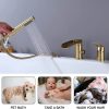 wowow 3 hole brushed gold waterfall roman tub faucet with hand shower