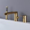 wowow 3 hole brushed gold waterfall roman tub faucet with hand shower