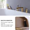 wowow 3 hole brushed gold waterfall roman tub faucet with hand shower