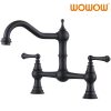 wowow black 2 hole vintage antique brass farmhouse bridge kitchen faucet