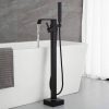 wowow matte black floor mount freestanding tub faucet with hand shower