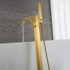 wowow brushed gold floor mount freestanding tub faucet with hand shower