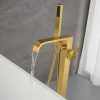 wowow brushed gold floor mount freestanding tub faucet with hand shower